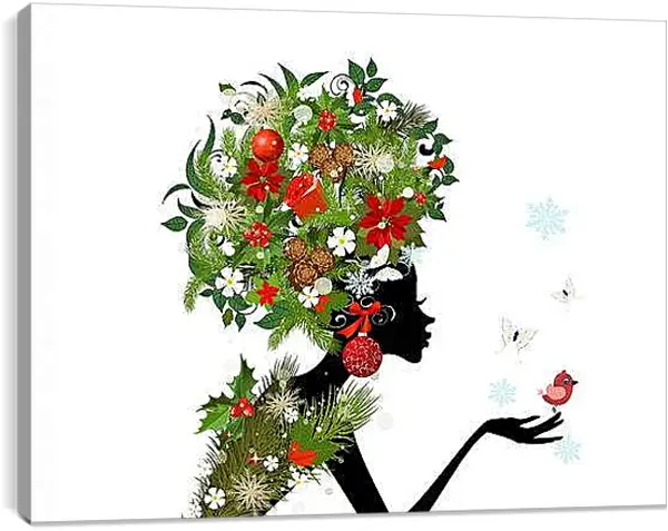 Постер на подрамнике - Девушка и бабочки