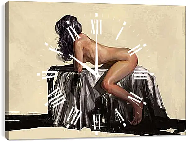 Часы картина - Темноволосая девушка. Эротика