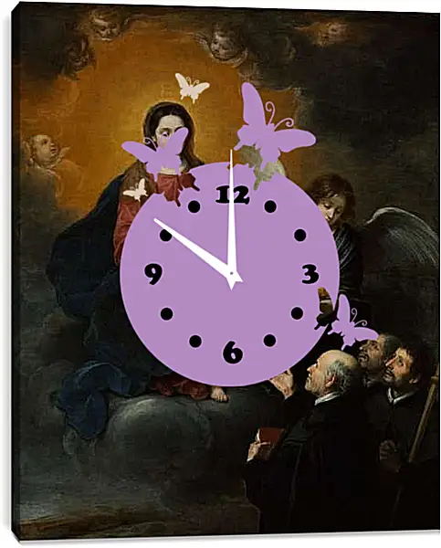 Часы картина - Младенец Иисус, раздающий хлеб пилигримам. Бартоломе Эстебан Мурильо