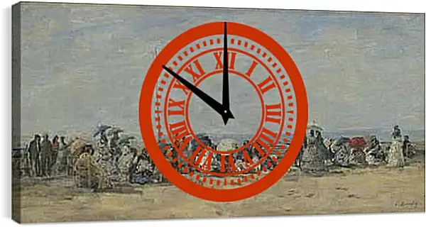 Часы картина - Beach Scene, Trouville. Эжен Буден