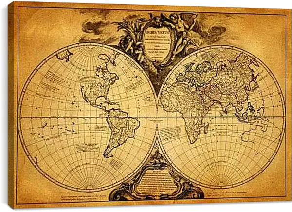 Постер на подрамнике - Старая карта мира