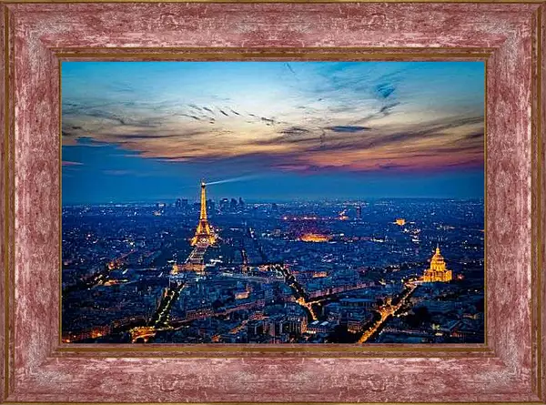 Картина в раме - Вид на вечерний Париж