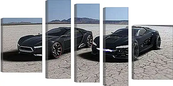 Модульная картина - Машины в пустыне