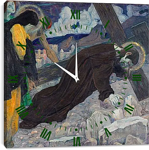 Часы картина - Несение Креста. Нестеров Михаил