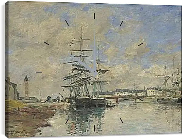 Часы картина - Deauville Harbour. Эжен Буден
