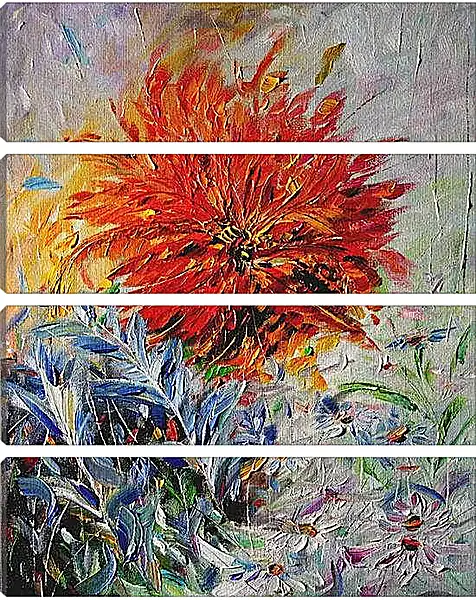 Модульная картина - Цветок маслом