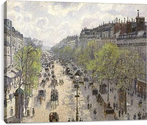 Постер на подрамнике - Бульвар Монмартр. Весеннее утро. Камиль Писсарро