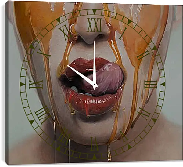 Часы картина - Алые губки