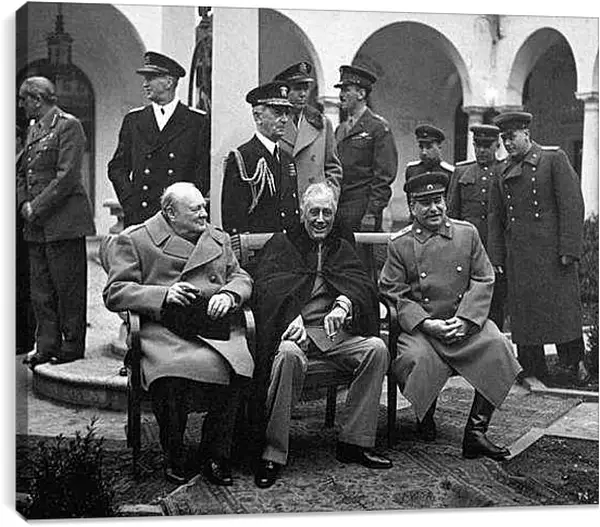 Постер на подрамнике - Сталин, Рузвельт и Черчиль