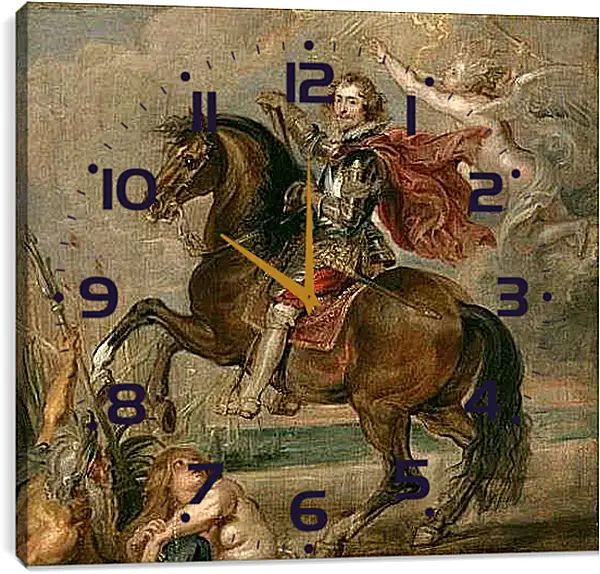 Часы картина - Equestrian Portrait of the Duke of Buckingham. Питер Пауль Рубенс
