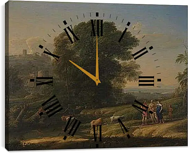 Часы картина - Landscape with Cephalus and Procris reunited by Diana. Лоррен Клод