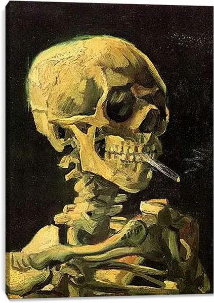 Постер на подрамнике - Skull with Burning Cigarette. Винсент Ван Гог