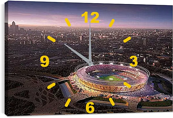 Часы картина - Вид на стадион с птичьего полёта