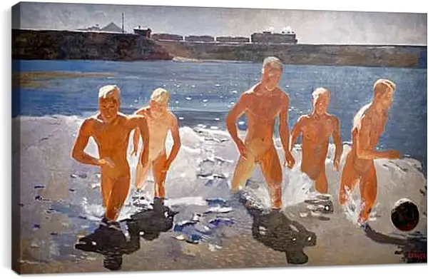 Постер на подрамнике - В обеденный перерыв. Александр Дейнека