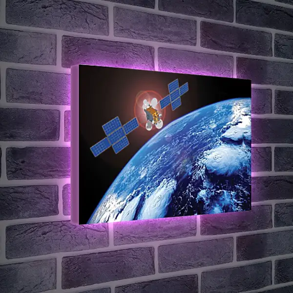 Лайтбокс световая панель - Земля и спутник