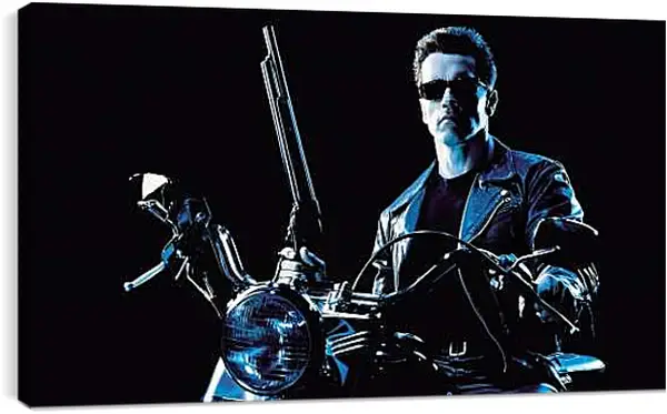 Постер на подрамнике - Арнольд Шварценеггер. Мотоцикл. Терминатор 2