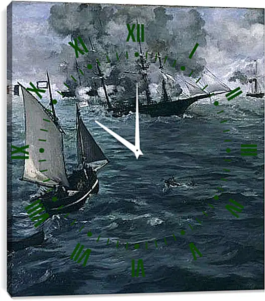 Часы картина - Battle of the Kearsarge and the Alabama. Эдуард Мане
