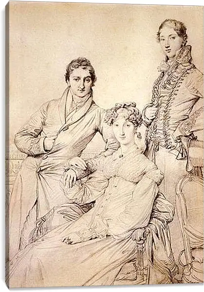 Постер на подрамнике - Portrait of Joseph Woodhead and His Wife. Жан Огюст Доминик Энгр