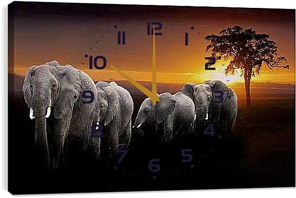 Часы картина - Слоны