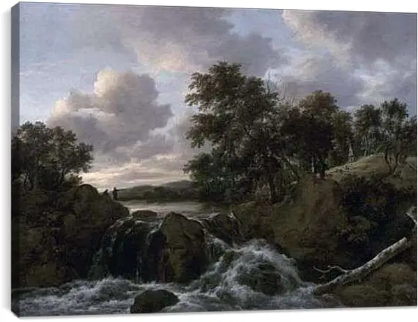 Постер на подрамнике - Landscape with Waterfall. Якоб ван Рейсдал