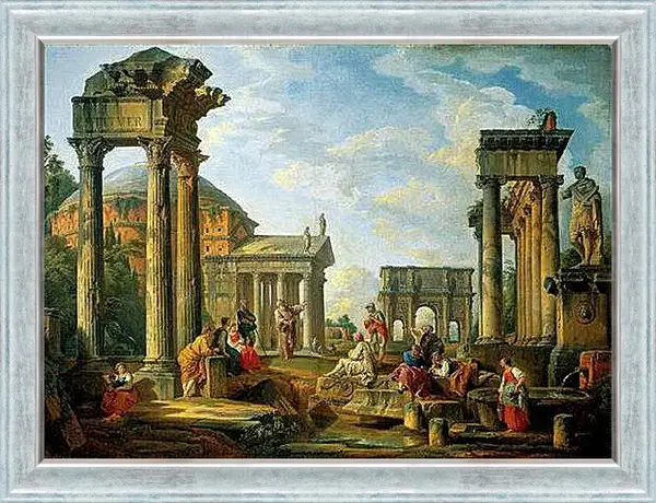 Картина в раме - Римские руины. Джованни Паоло Панини