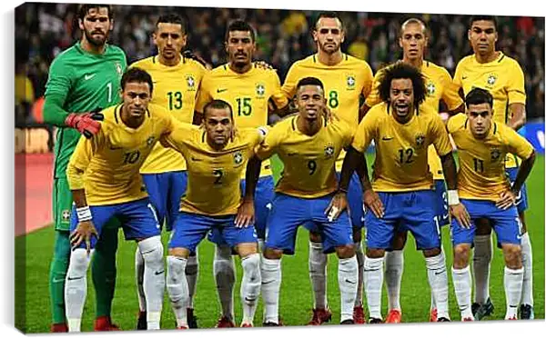 Постер на подрамнике - Фото перед матчем сборной Бразилии по футболу