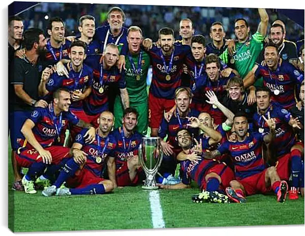 Постер на подрамнике - Победа в суперкубке 2015. ФК Барселона. FC Barcelona