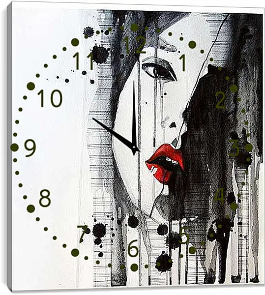 Часы картина - Абстракция, лицо девушки