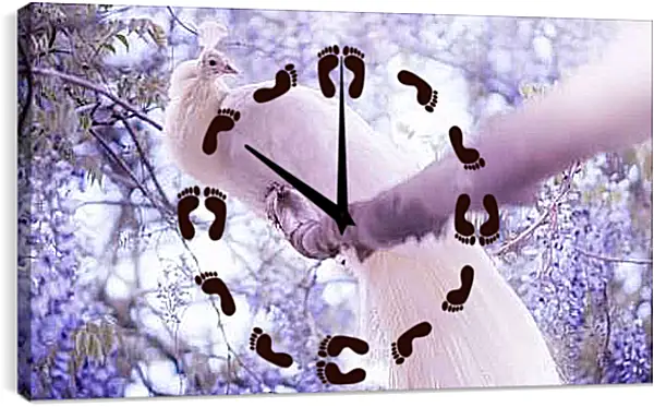 Часы картина - Белый павлин