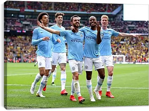 Постер на подрамнике - Празднование гола. Манчестер Сити. Manchester City