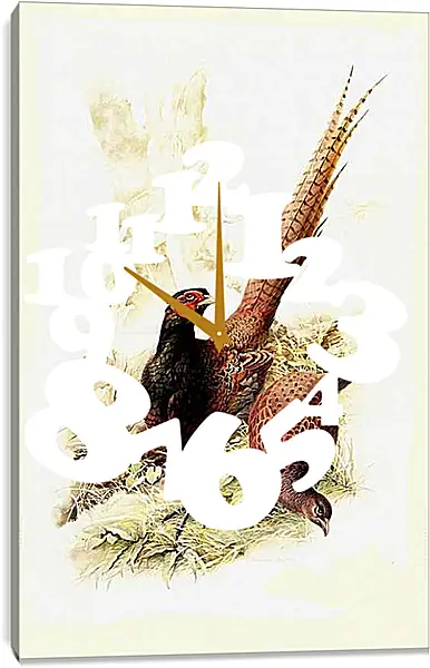 Часы картина - Пара фазанов