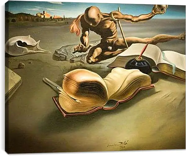 Постер на подрамнике - Book Tranforming Itself Into a Book. (Книга, превращающаяся в книгу) Сальвадор Дали