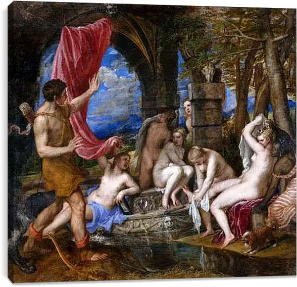 Постер на подрамнике - Диана и Актеон. Тициан Вечеллио