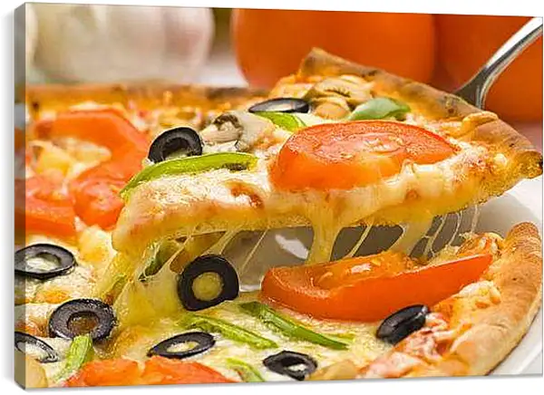 Постер на подрамнике - Кусок пиццы. Итальянское наслаждение.