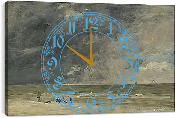 Часы картина - Beach Scene, Trouville. Эжен Буден
