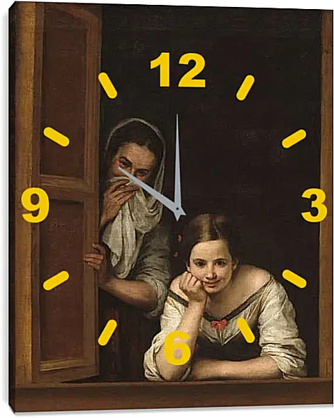Часы картина - Две девушки у окна. Бартоломе Эстебан Мурильо