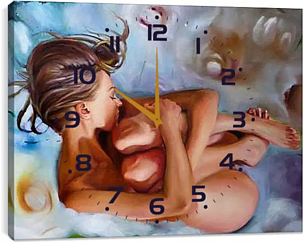 Часы картина - Поджав коленки. Девушка. Эротика
