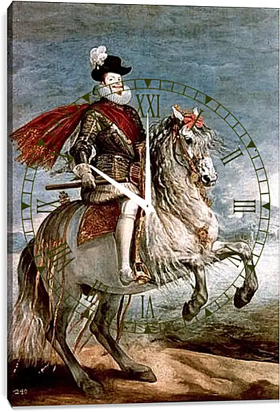 Часы картина - Felipe III caballo. Диего Веласкес