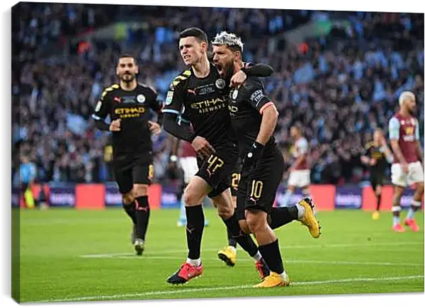 Постер на подрамнике - Празднование гола. Манчестер Сити. Manchester City