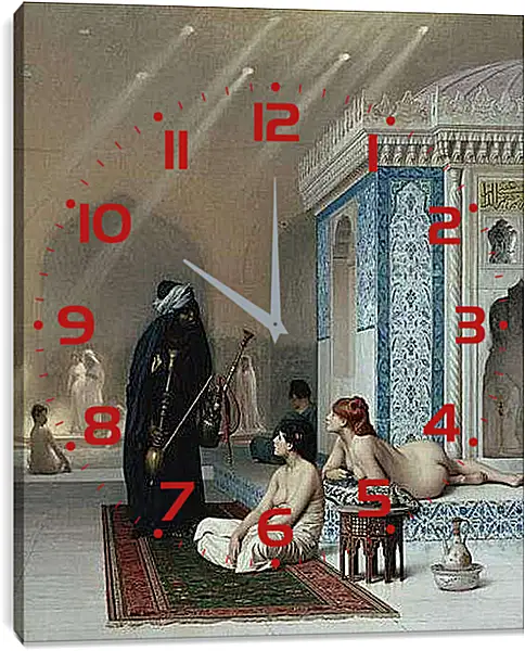 Часы картина - Pool in a Harem. Жан-Леон Жером