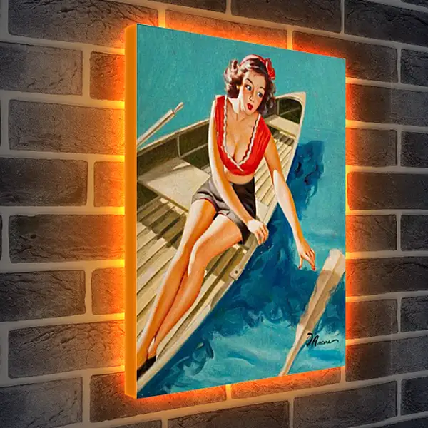 Лайтбокс световая панель - Девушка в лодке (стиль пин ап)