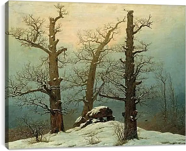Постер на подрамнике - Мегалитические могилы в снегу. Каспар Давид Фридрих