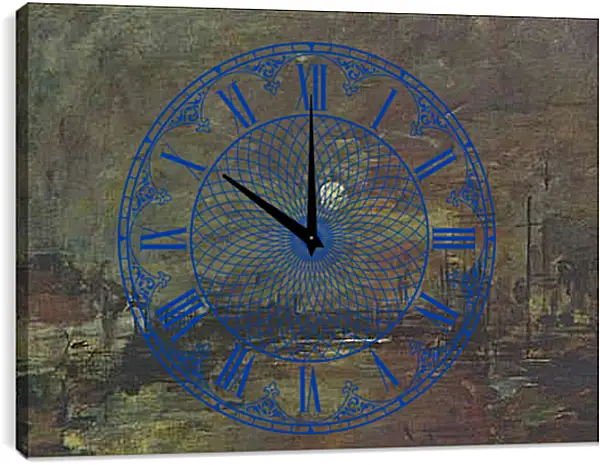 Часы картина - Abenddammerung uber dem Hafen von Le Havre. Эжен Буден