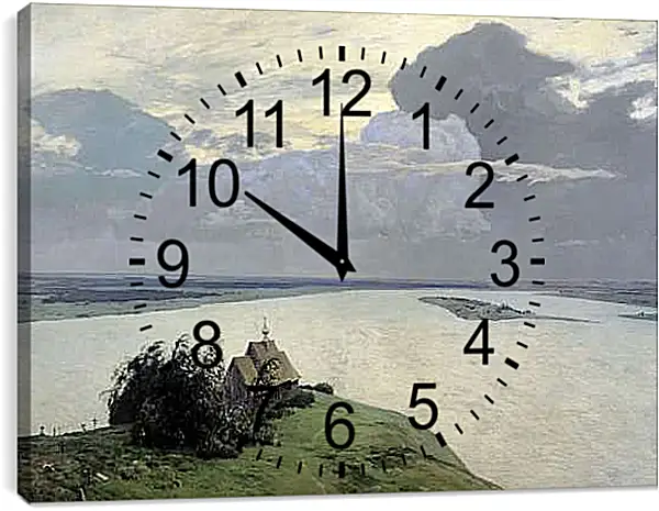 Часы картина - Над вечным покоем. Левитан Исаак