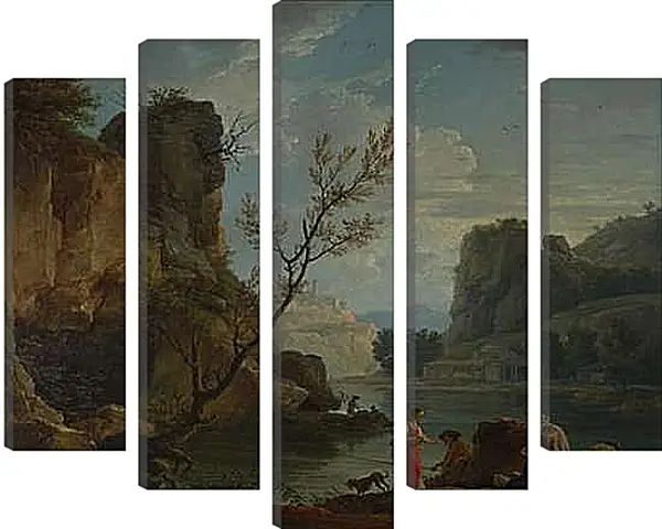 Модульная картина - A River with Fishermen. Клод Жозеф Верне