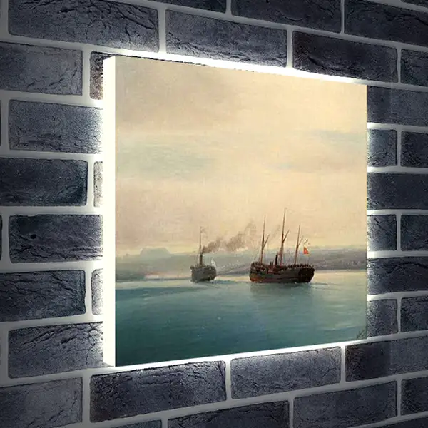 Лайтбокс световая панель - Захват турецкого крейсера Мерсина. Иван Айвазовский