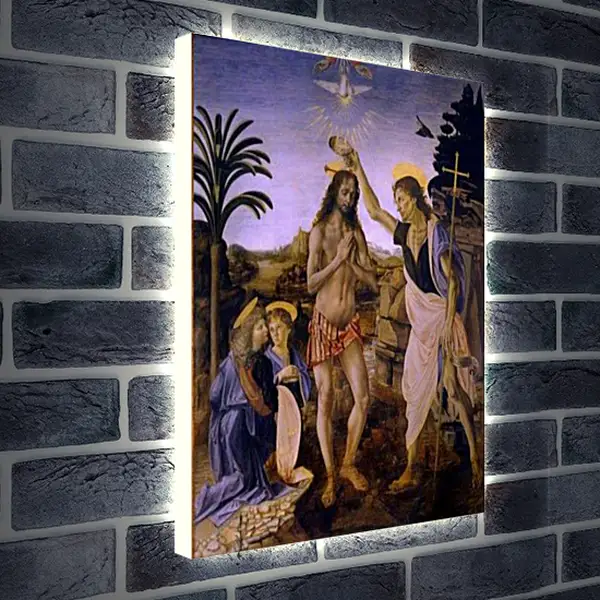 Лайтбокс световая панель - Крещение Христа. Леонардо да Винчи