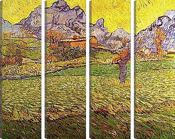Модульная картина - A Meadow in the Mountains Le Mas de Saint-Paul. Винсент Ван Гог