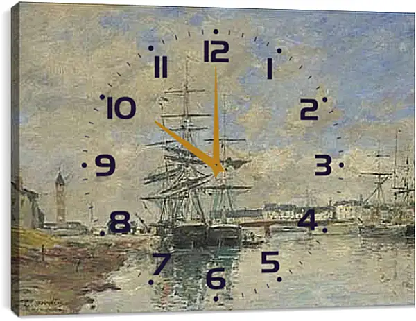 Часы картина - Deauville Harbour. Эжен Буден