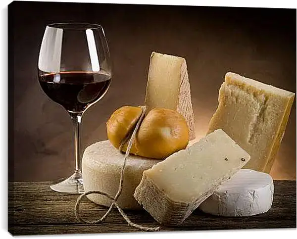 Постер на подрамнике - Сыр и вино. Сырное Наслаждение.